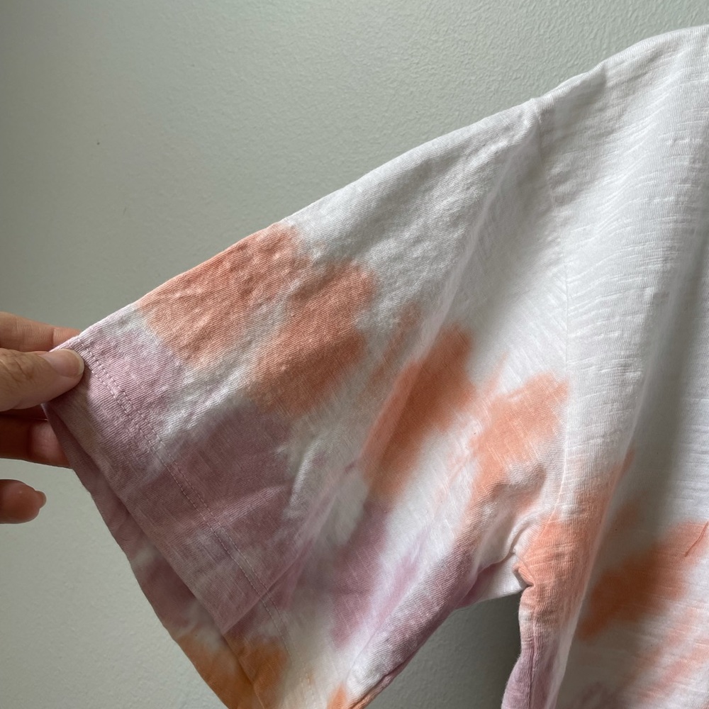 Kyodan NWT White/tangerine snd purple tie dye design cropped t-shirt. Size M - Picture 2 of 7